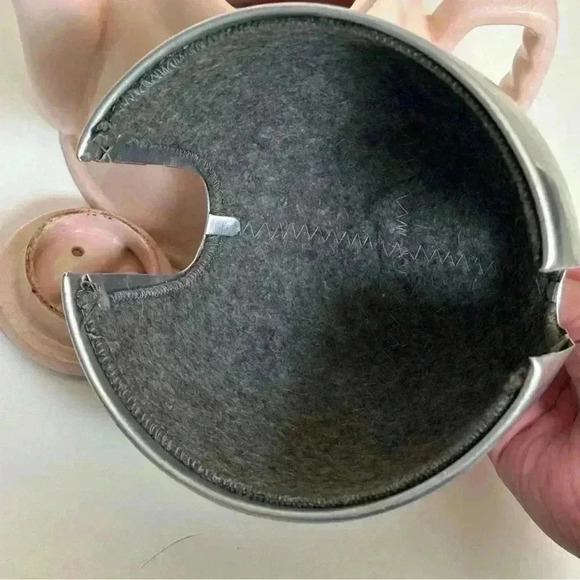 1940s  made in Japan pink ceramic teapot with insulated metal cozy - Picture 9 of 10